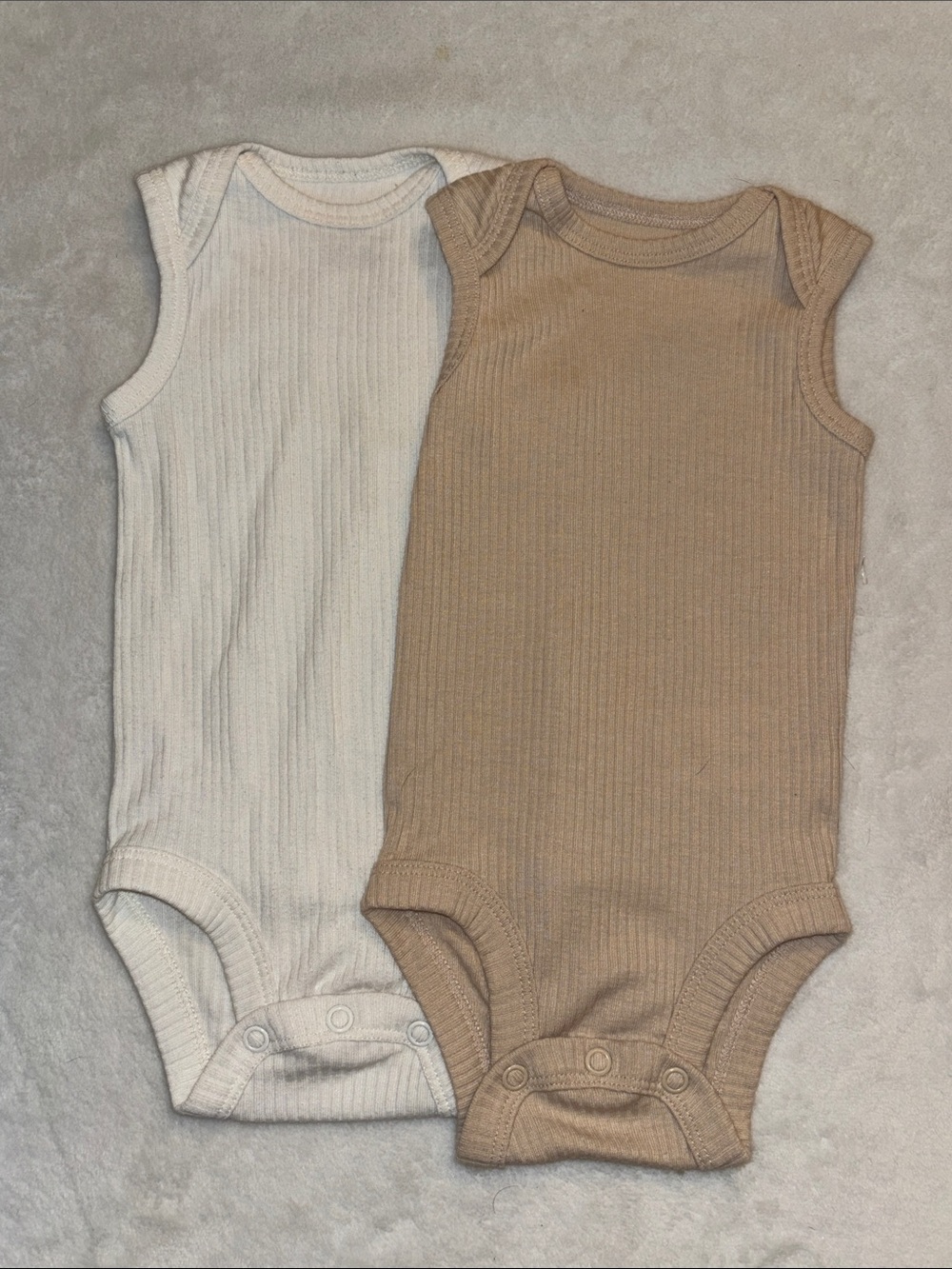 Carters Classic Ribbed Tank One-Piece Set in Cream and Tan
